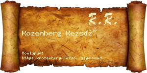 Rozenberg Rezső névjegykártya